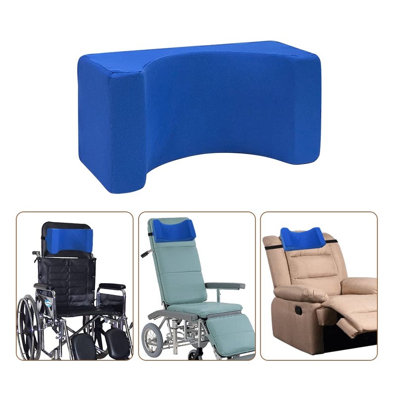 Wheelchair Headrest Head Neck Support Chair Attachment Positioner Lightweight Backrest Pillow Accessories for Adults Single Sofa Recliner High Back Reclining Geri Cushion Wheelchairs Blue